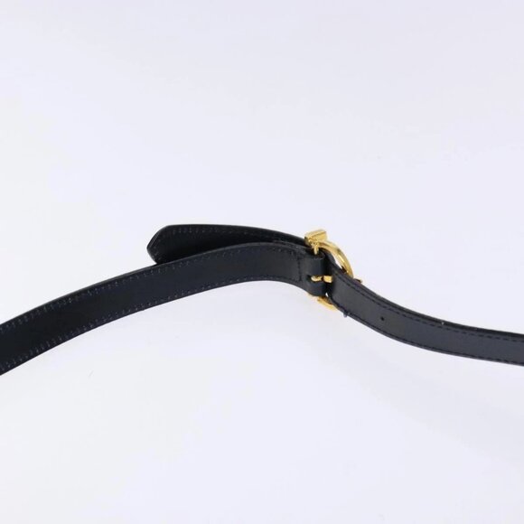 Salvatore Ferragamo Gancini Hand Bag Leather 2way Navy Gold Auth - Picture 10 of 16